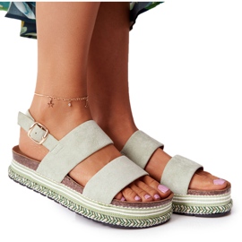 Mokkanahkaiset sandaalit vihreällä Olimpia -alustalla