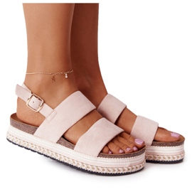 Mokkanahkaiset sandaalit vaaleanpunaisella Olimpia -alustalla vaaleanpunainen