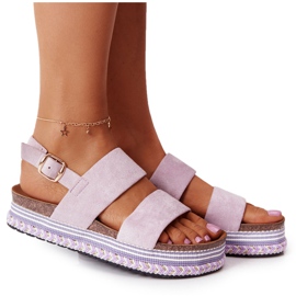 Mokkanahkaiset sandaalit violetilla Olympia -alustalla violetti