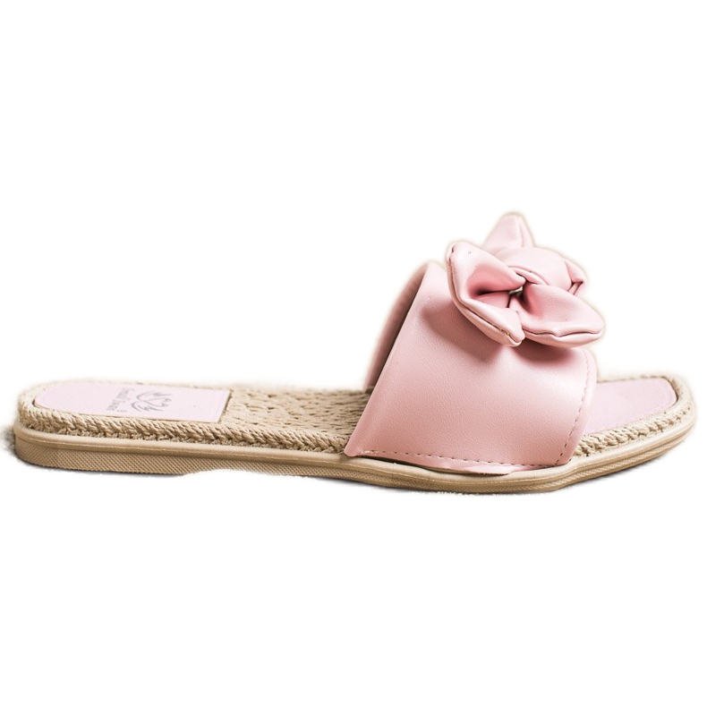 Small Swan Eco -nahkatossut, joissa on rusetti vaaleanpunainen