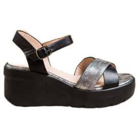 Small Swan Wedge sandaalit musta harmaa