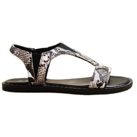 Goodin Snake Print Slip-On sandaalit harmaa