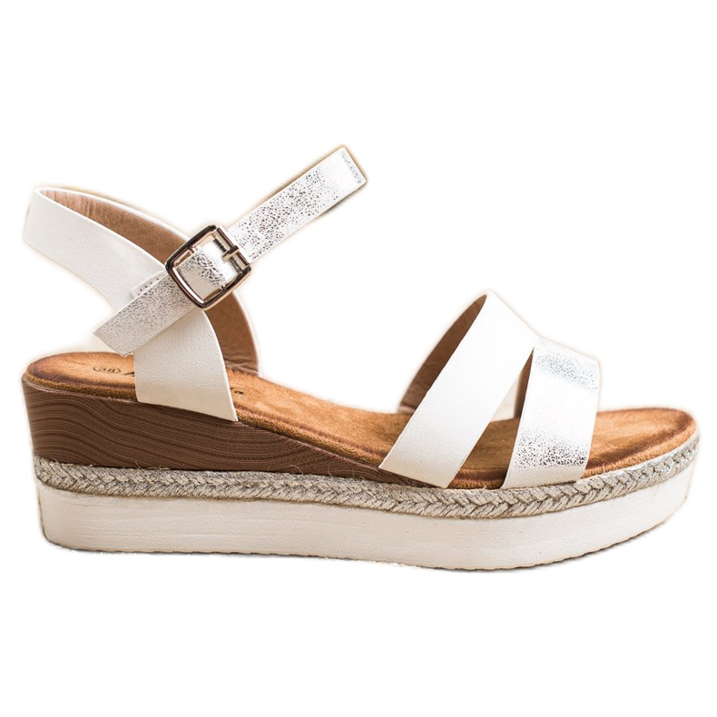 SHELOVET Kevyet sandaalit kiilamaisella kantapäällä valkoinen hopea