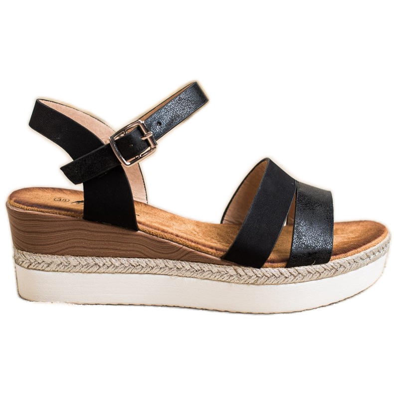 SHELOVET Kevyet sandaalit kiilamaisella kantapäällä musta