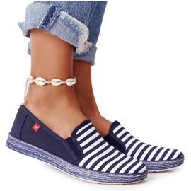 Naisten espadrillit Big Star HH276002 Navy Blue-White valkoinen tummansininen