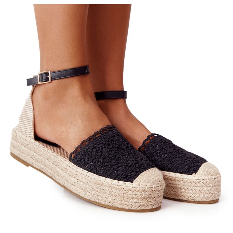 Pitsi espadrillot punotulla mustalla Larissa -alustalla beige