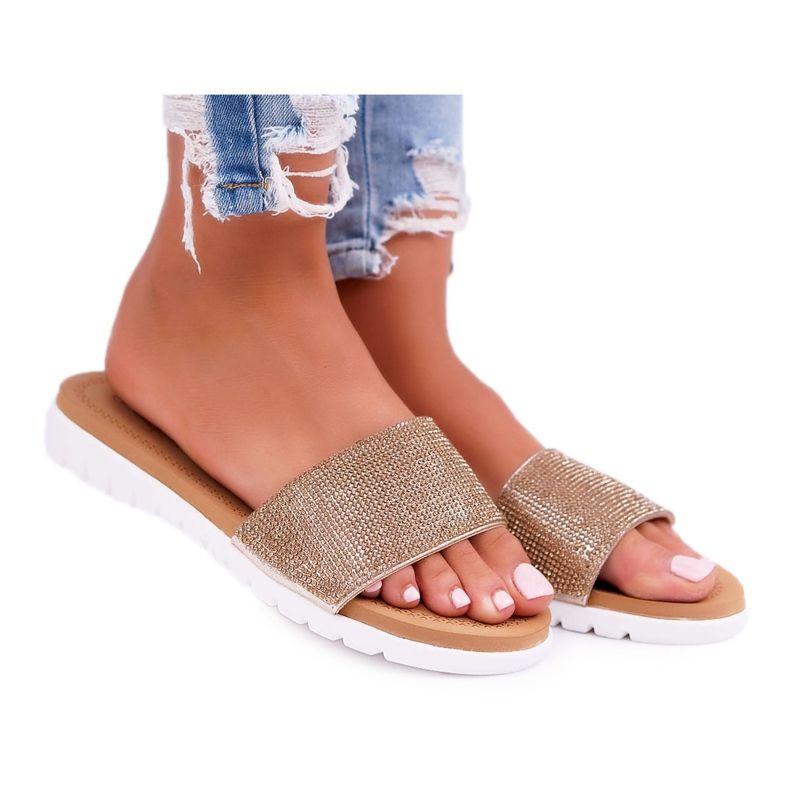 Lu Boo Naisten kullanväriset paljaat tossut kultainen