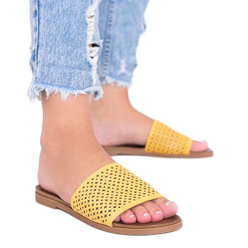 Keltaiset avoimet naisten Ballera -tossut keltainen