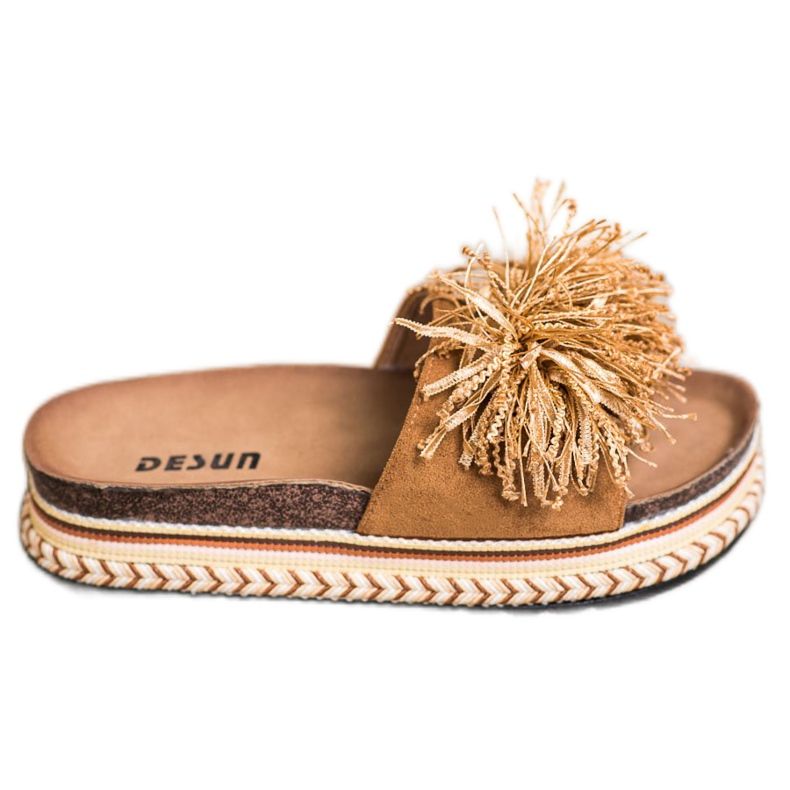 SHELOVET Muodikkaat tossut, joissa on hapsut ruskea