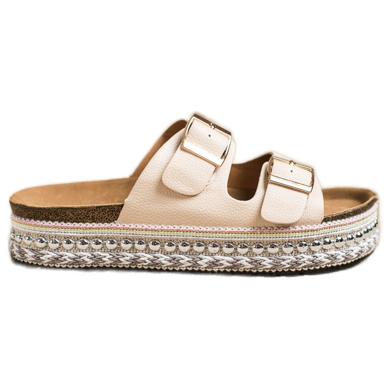 SHELOVET Tossut koristeellisella alustalla beige