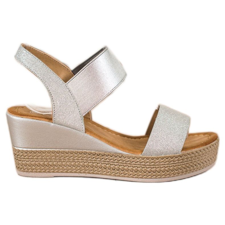 Camo Tyylikkäät kiilamaiset sandaalit, joissa on glitteriä hopea harmaa