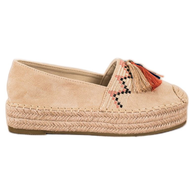 Coura Mokkanahkaiset espadrillit, joissa on hapsut beige