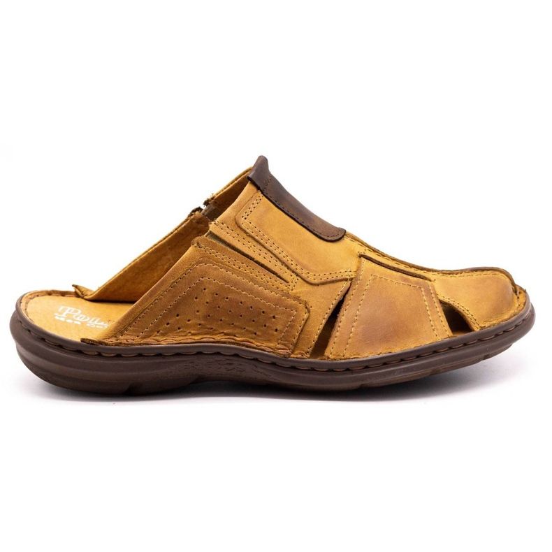 Polbut Nahkaiset miesten tossut 312 punainen monivärinen oranssi