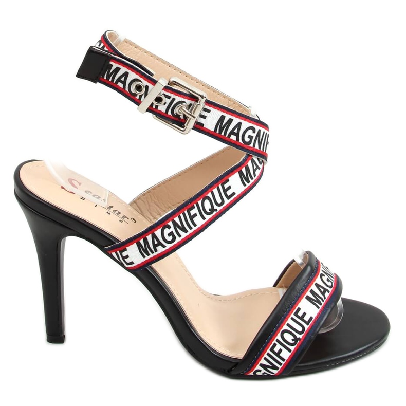 Mustat sandaalit korkokengissä LL-170P Musta valkoinen