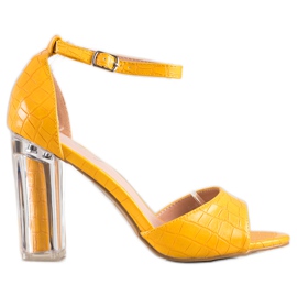 Renda Sandaalit läpinäkyvällä kantapäällä keltainen