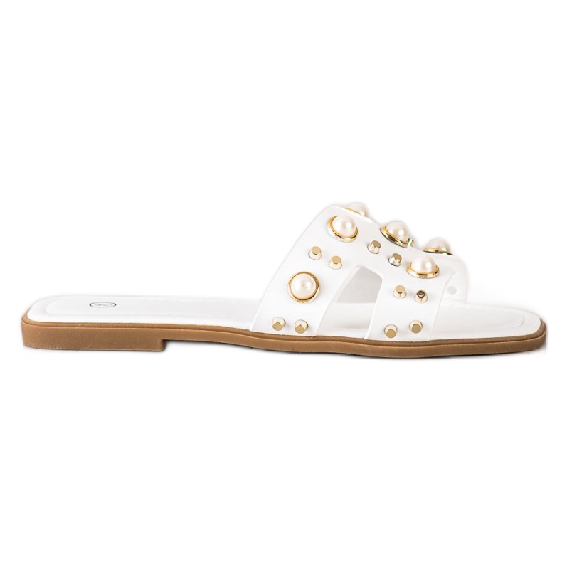 SHELOVET Muodikkaat tohvelit tekojalokivillä valkoinen