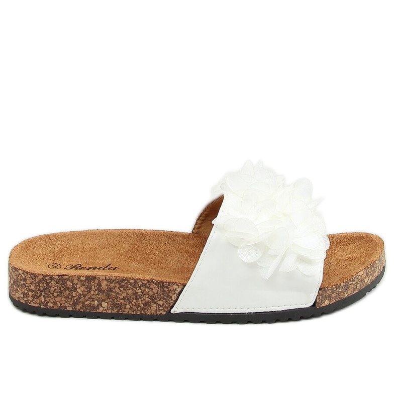 Valkoiset korkkitossut kukilla 620-73 Valkoinen