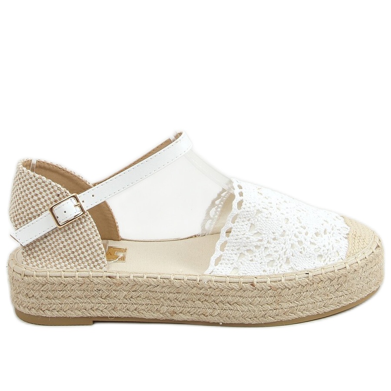 Valkoiset pitsi-espadrillit 919-4 Valkoinen