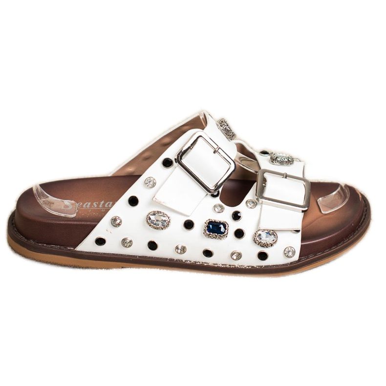 Seastar Muodikkaat varvastossut kristalleilla valkoinen