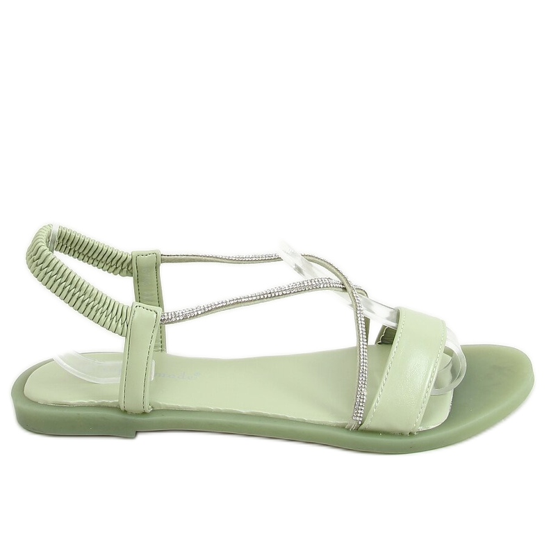 Sandaalit, joissa on kuutiomainen zirkoniumoksidiakvamariini 6793 Vihreä