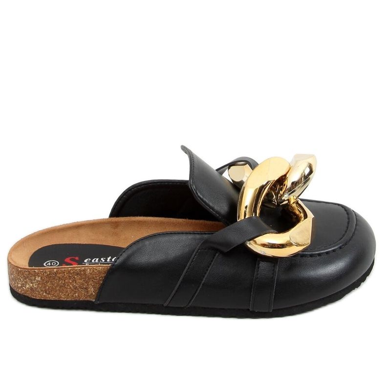 Musta T397 Mustat tossut paksulla ketjulla