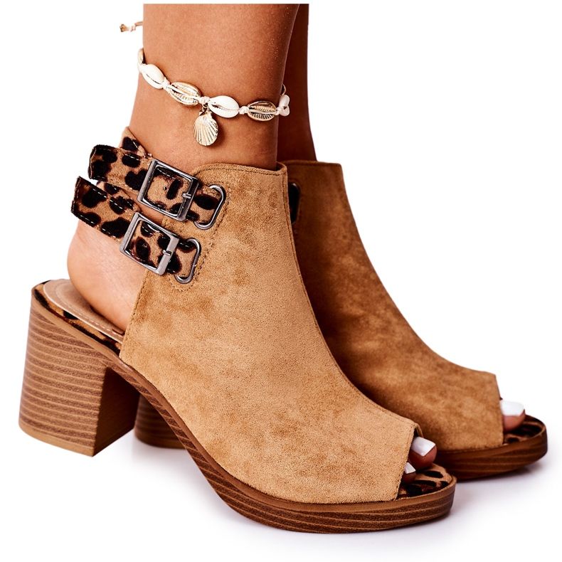 Mokkanahkaiset sandaalit baarissa Lu Boo Camel Leopard ruskea