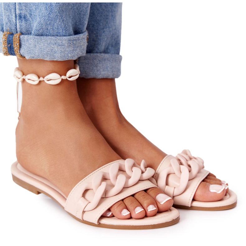 PS1 Nahkatossut ketjulla beige askel askeleelta