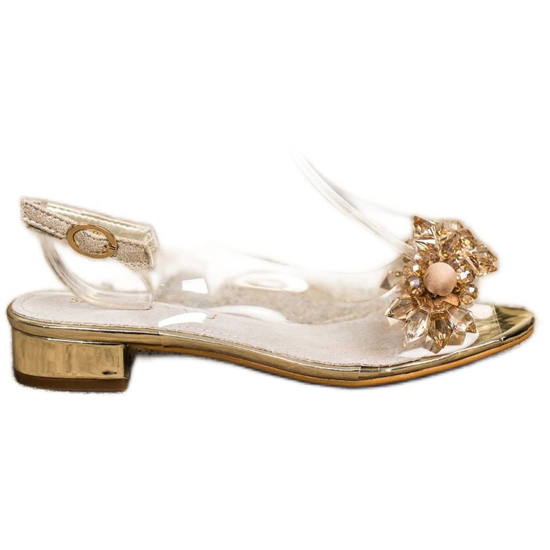 Sabatina Läpinäkyvät sandaalit kristalleilla kultainen