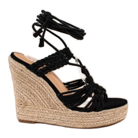 Seastar Sidotut sandaalit korkealla kiilalla musta