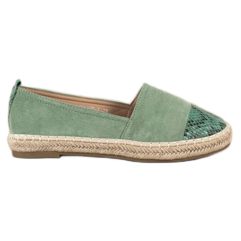 Bestelle Espadrillot, joissa käärmepainatus vihreä