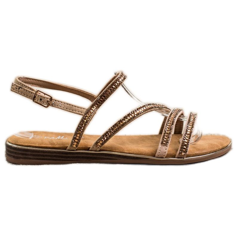 Fama Tyylikkäät litteät sandaalit kultainen