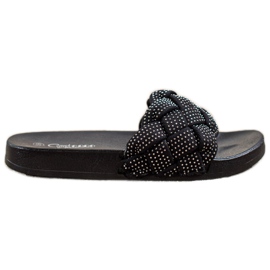 Groto Gogo Tekstiilitossut kristalleilla musta