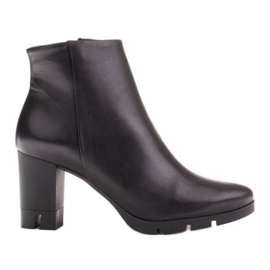 Marco Shoes Rohkeat, luonnollisesta nahasta valmistetut saappaat, joilla on paksu kantapää musta