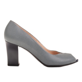 Marco Shoes pumput tummansininen nahka + valkoinen