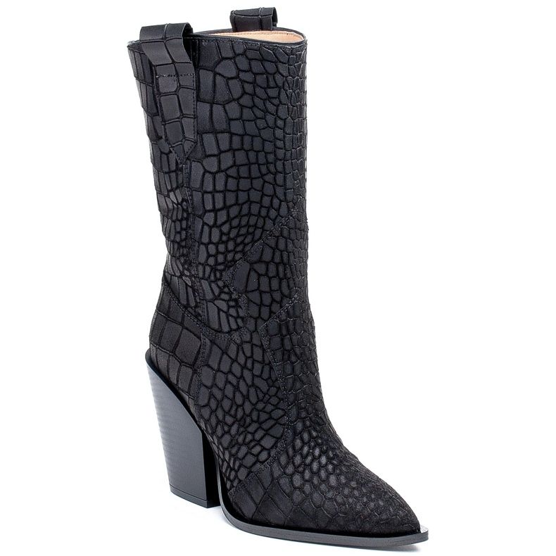 Marco Shoes Marco -saappaat 1408K cowboy -saappaat, joissa on eläinkuvio musta