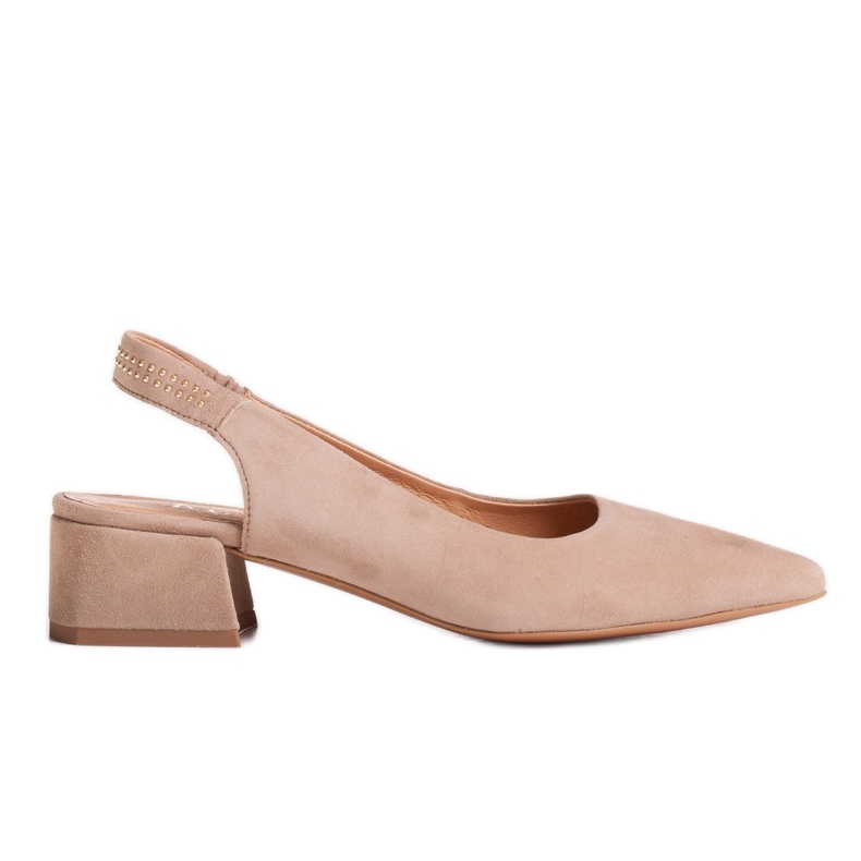 Marco Shoes Beige mokkanahkaiset sandaalit koristeellisilla suuttimilla