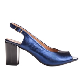 Marco Shoes Marco -metalliset nahkasandaalit, joissa on vakaa kantapää tummansininen sininen
