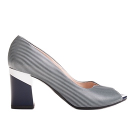 Marco Shoes Tummansininen 1636P raidalliset pumput