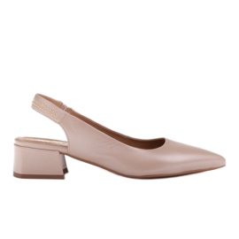 Marco Shoes Beige sandaalit koristeellisilla suuttimilla, nahkaa