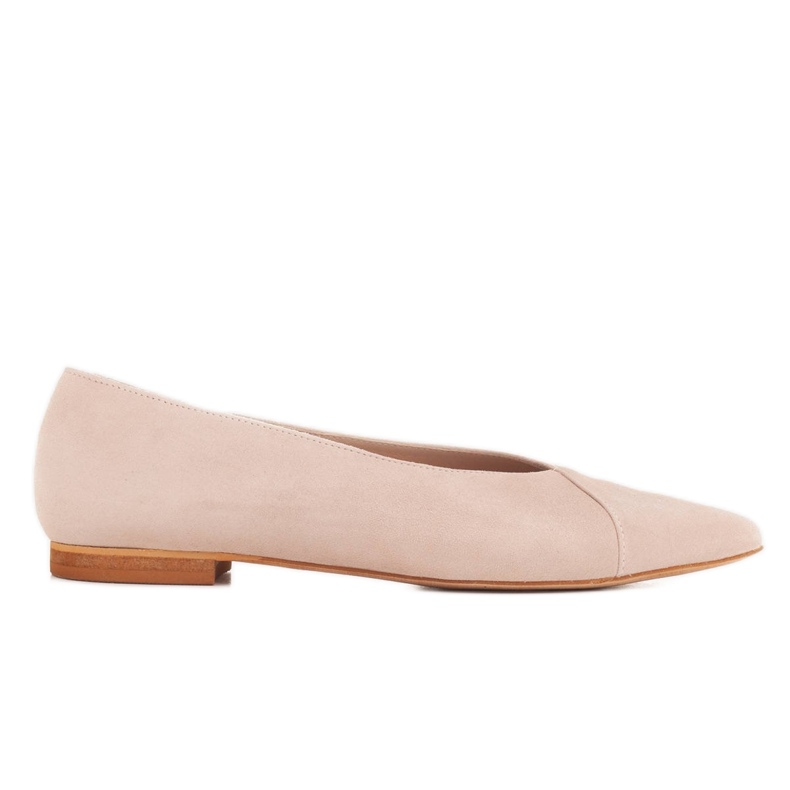 Marco Shoes Beige luonnon mokkanahka ballerinat
