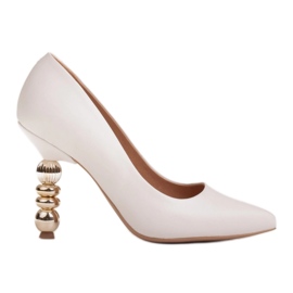 Marco Shoes Valkoiset nahkakengät, joissa kiviä valkoinen