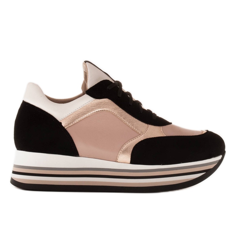 Marco Shoes Kevyet lenkkarit paksulla pohjalla, joka on valmistettu luonnollisesta nahasta musta vaaleanpunainen