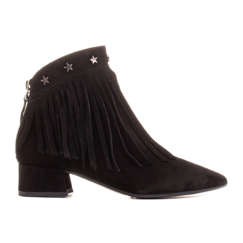 Marco Shoes Alkuperäiset mokkanahkaiset koristeellisilla hapsuilla musta