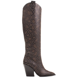 Marco Shoes Naisten korkeat saappaat, aitoa nahkaa olevat cowboy -saappaat ruskea