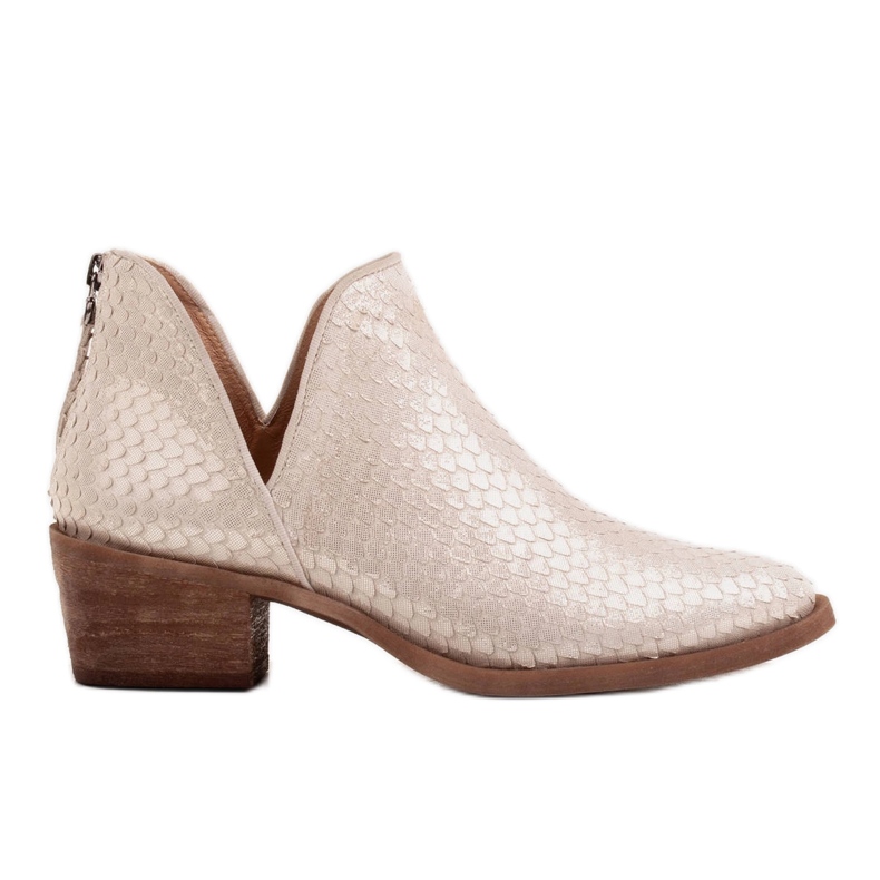 Marco Shoes Luonnolliset mokkanahkaiset nilkkurit, joissa V-leikkaus kultainen