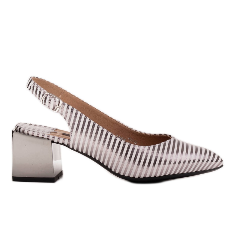 Marco Shoes Tyylikkäät naisten pumput metallisilla raidoilla hopea