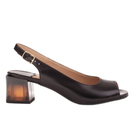 Marco Shoes Mukavat naisten sandaalit mielenkiintoisella kantapäällä musta