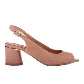 Marco Shoes Tyylikkäät naisten sandaalit, joissa metallinen aksentti vaaleanpunainen
