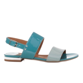 Marco Shoes Litteät sandaalit, joissa on lakka ja metallinen kantapää sininen