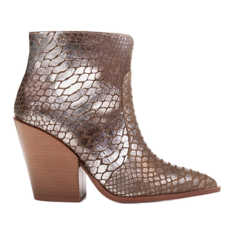 Marco Shoes Naisten luonnolliset nahkaiset cowboy -saappaat hopea